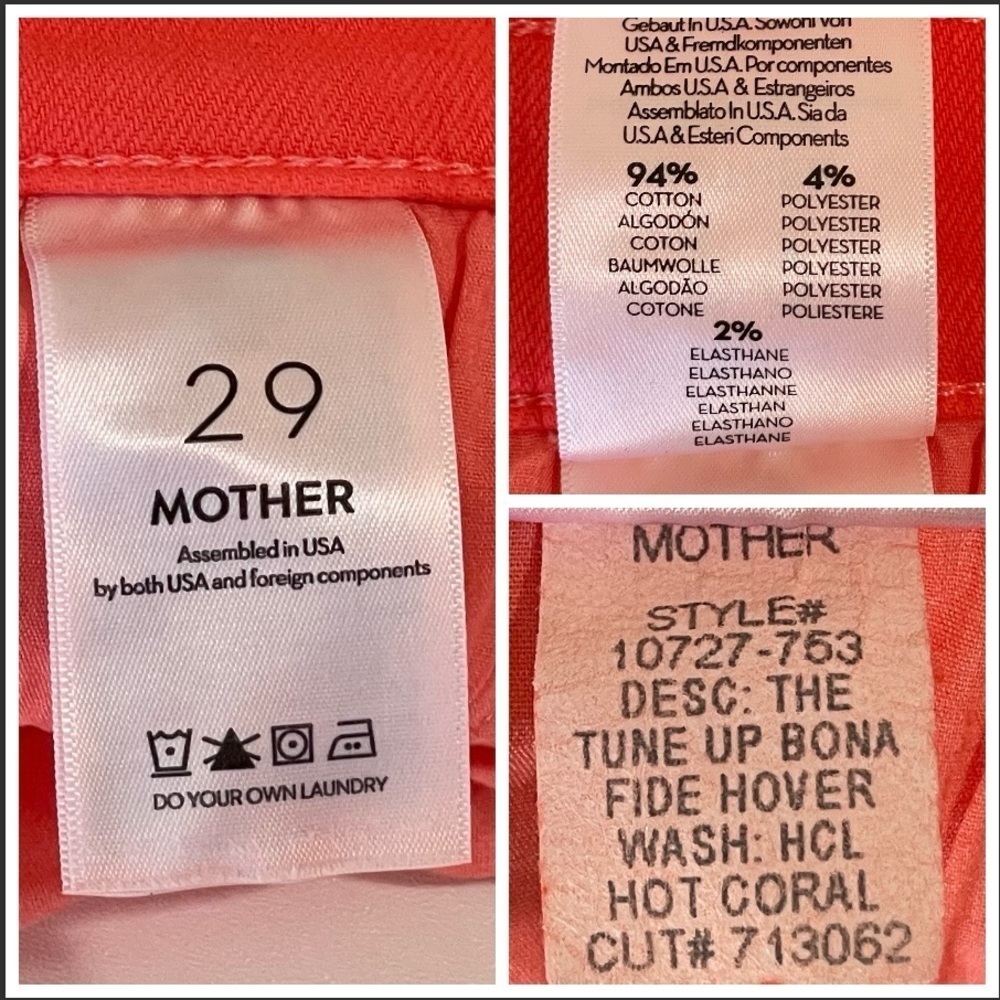 Mother The Tune Up Bona Fide Hover Slim Straight Jean Play Date Hot Coral 29 - Picture 16 of 16